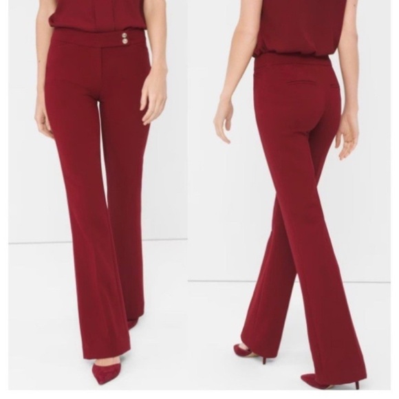 White House black market burgundy Women's stretch slim flare 8R - Picture 1 of 10